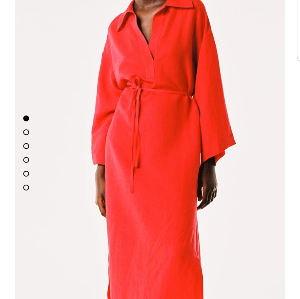 Zara S Linen Red Orange Maxi Dress Farm Rio Style